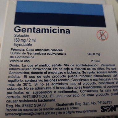 Gentamicina en Inyecciones caja con 5 Ampulas de 160mg, 2 ml - Img 82337575
