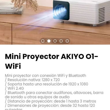 Mini Proyector AKIYO O1-WiFi. Distancia de proyección: desde 1 hasta 3 metros - Img 113391907