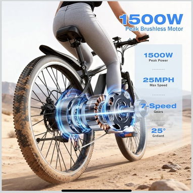 BICICLETA ELÉCTRICA GWEIT 26 NUEVA | 1500W PICO | HASTA 25 MPH | BATERÍA EXTRAÍBLE | NEGRA Al 53822315 - Img 119008384