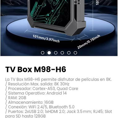 TV Box M98-H6. Se incluye: Mando a distancia y cable HDMI - Img 116332835