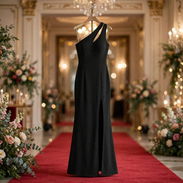 Vestido de Noche Asimétrico con Abertura Talla S, Marca Woosea - Img 57899864